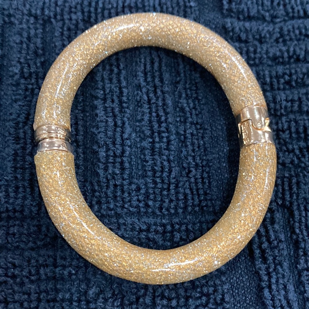 ERWIN PEARL, STARRY NIGHT GOLDTONE SNAKESKIN BANGLE BRACELET